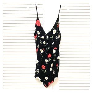 Black floral romper